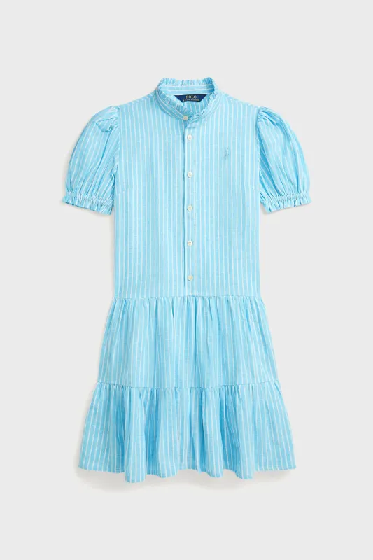Girls Ruffle Collar Short-Sleeve Tiered Striped Dress sold by Tuckernuck