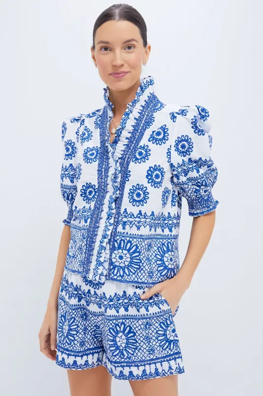 Exclusive White and Blue Zuri Top made by Tuckernuck