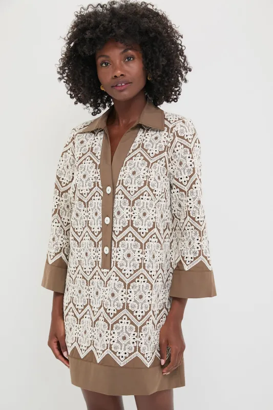 Mocha Mousse Lace Collier Dress sold by Tuckernuck