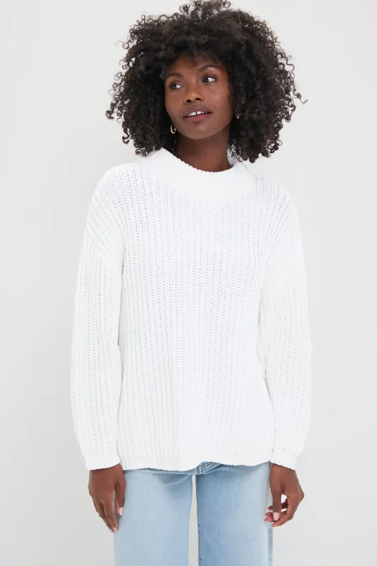 White Cotton Casper Sweater made by Tuckernuck