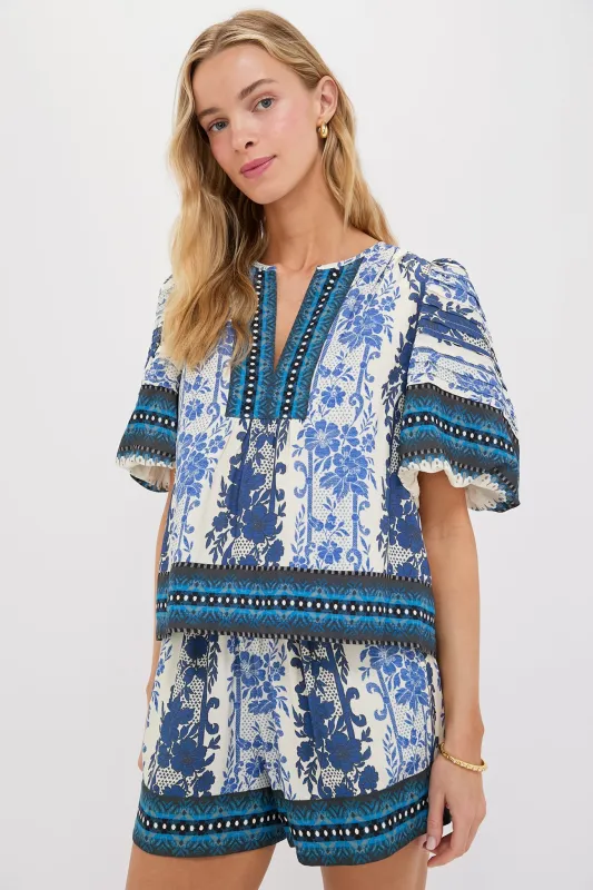 Bondi Blues Viscose Dina Blouse made by Tuckernuck