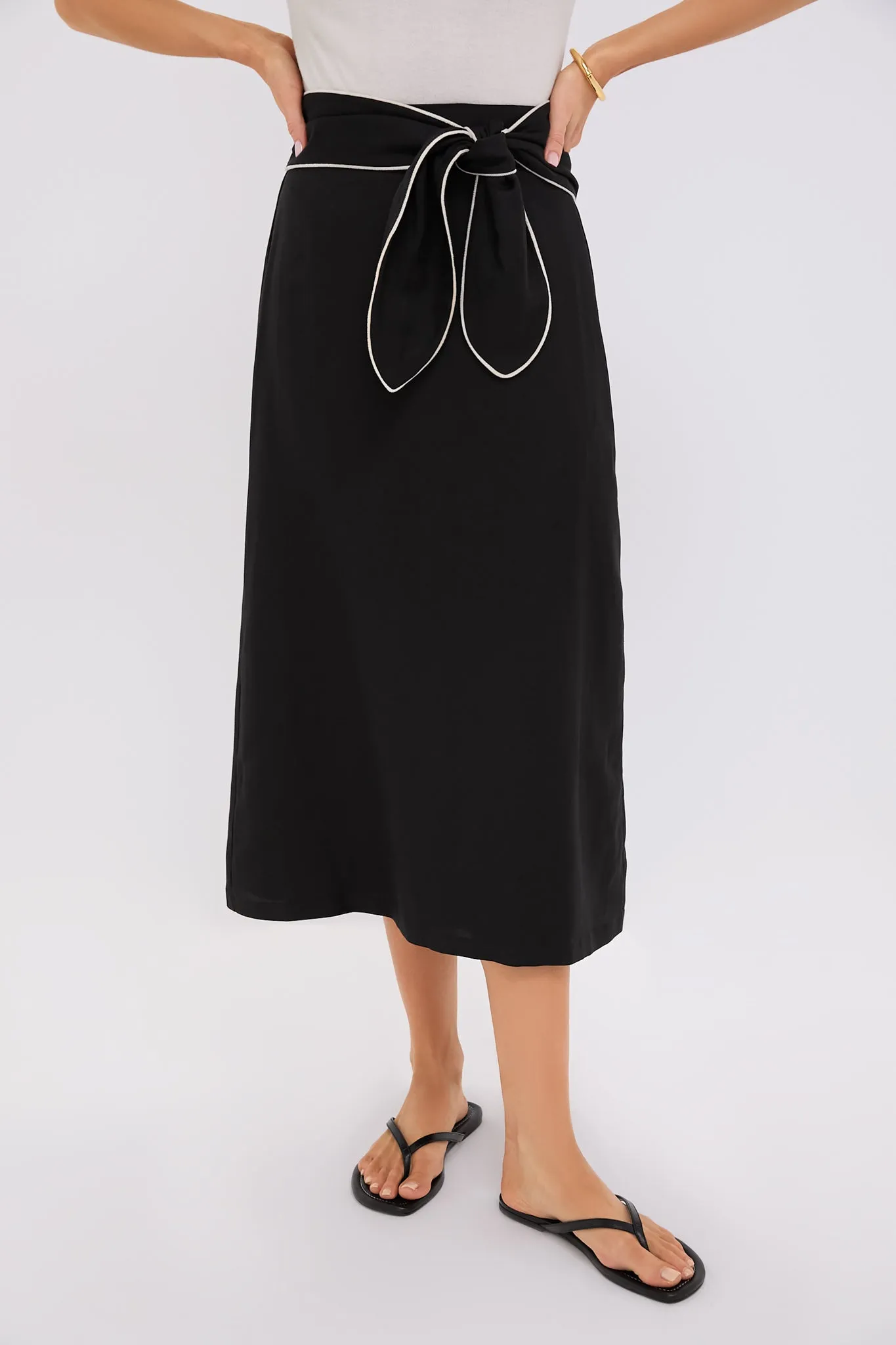 Black Linen Carine Tie Skirt sold by Tuckernuck