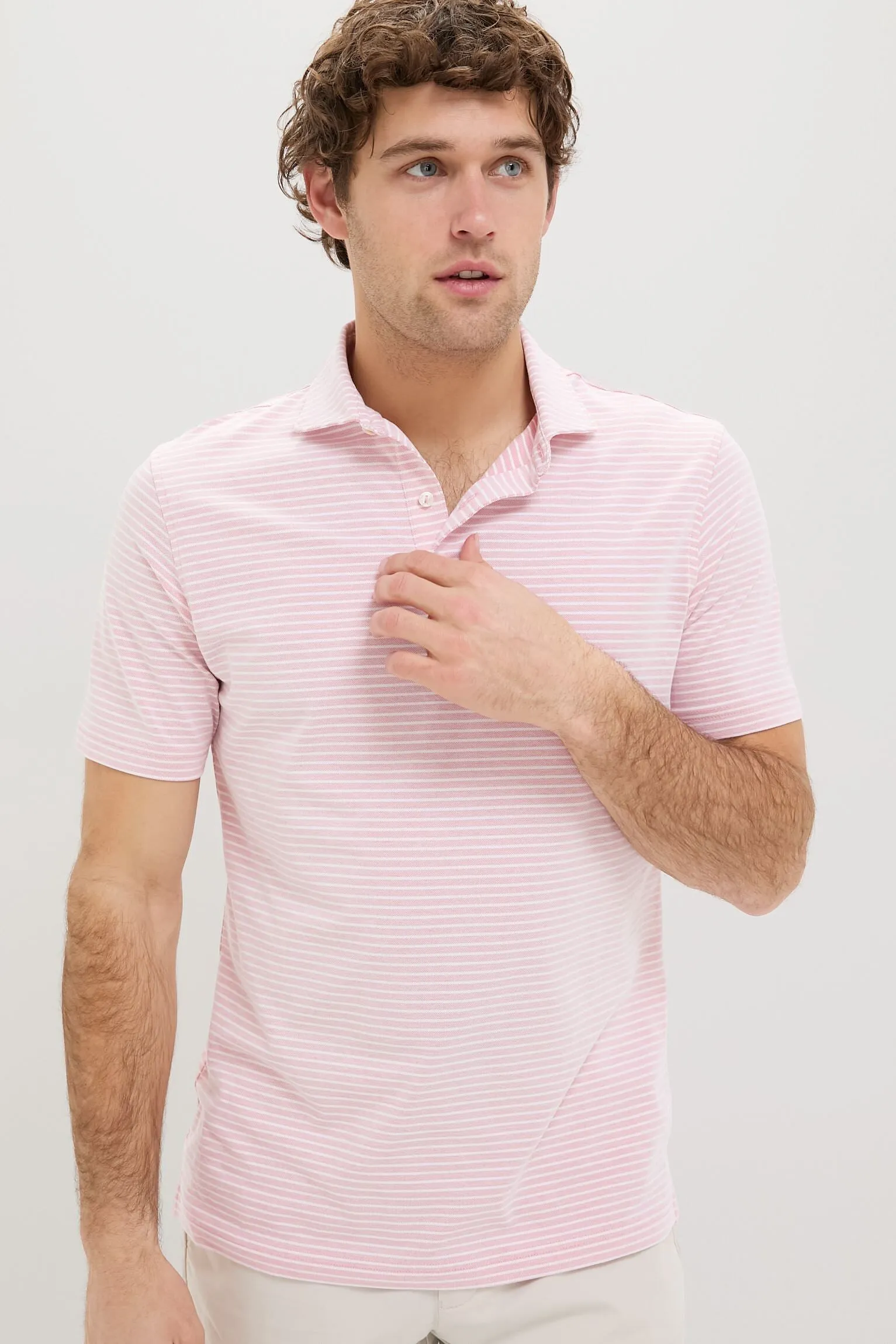 Pink Crepe Albatross Cotton Blend Pique Polo sold by Tuckernuck