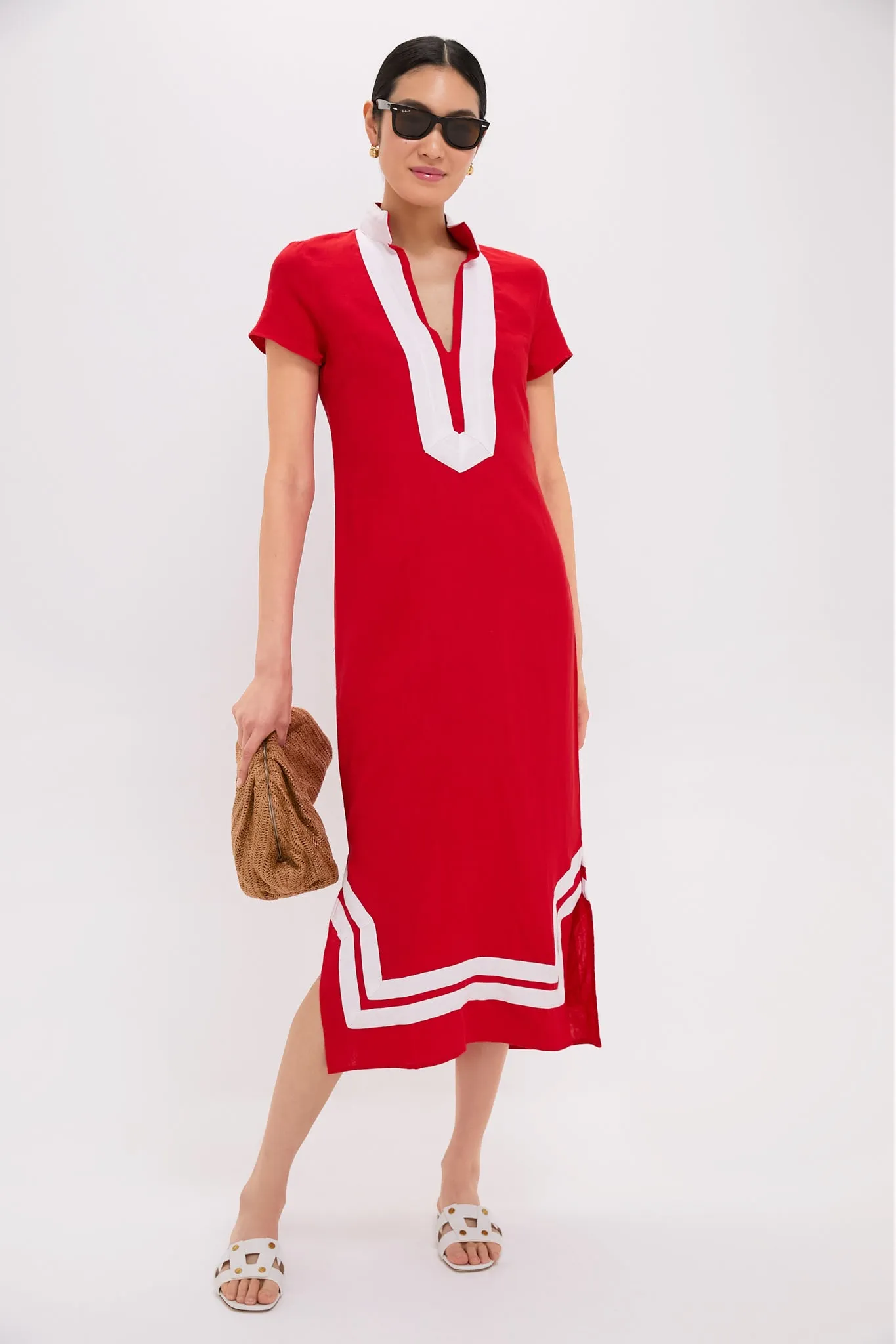 Exclusive Red and White Short Sleeve Classic Maxi Tunic sold by Tuckernuck product image thumbnail 2
