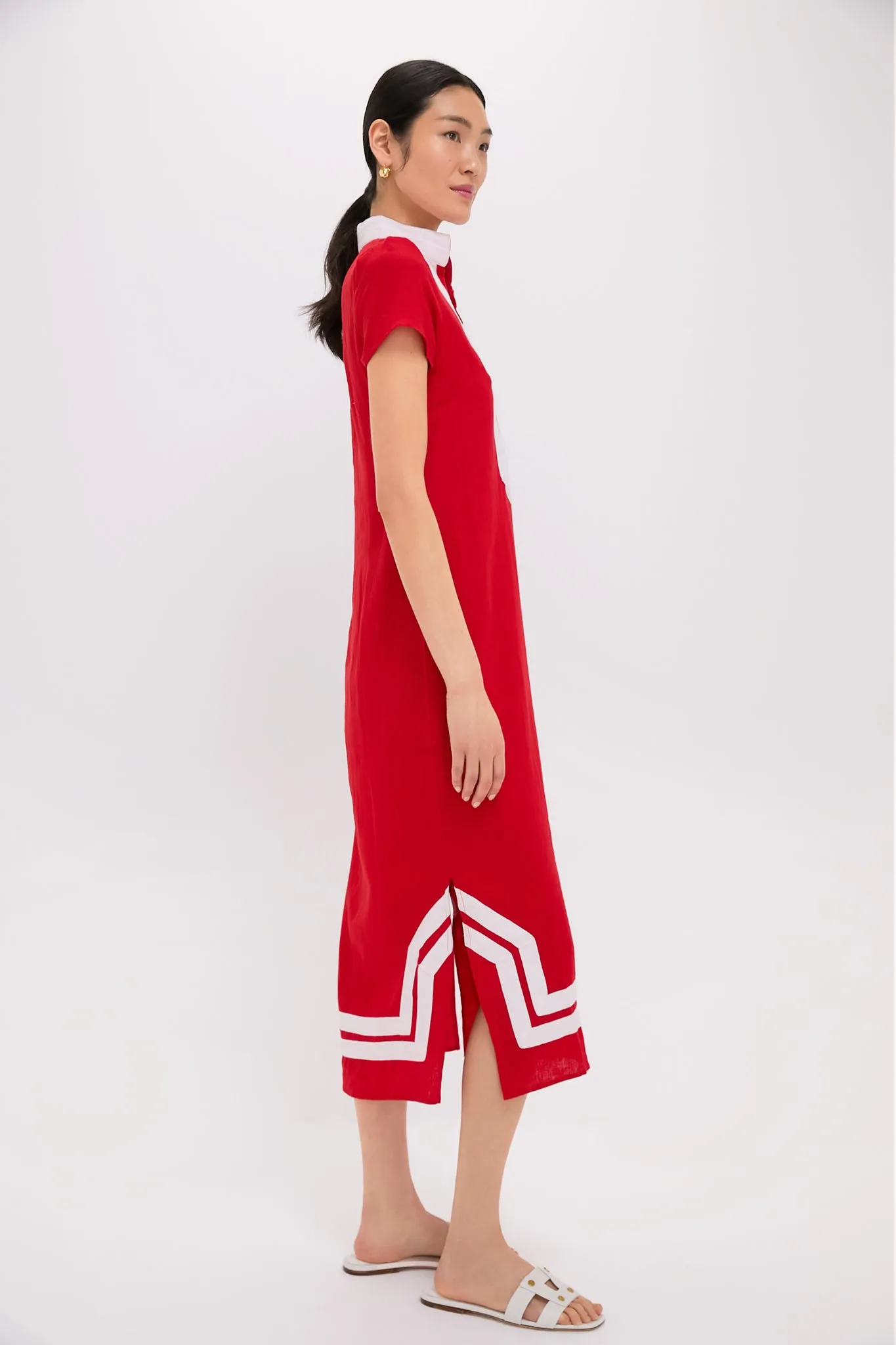 Exclusive Red and White Short Sleeve Classic Maxi Tunic sold by Tuckernuck product image thumbnail 3