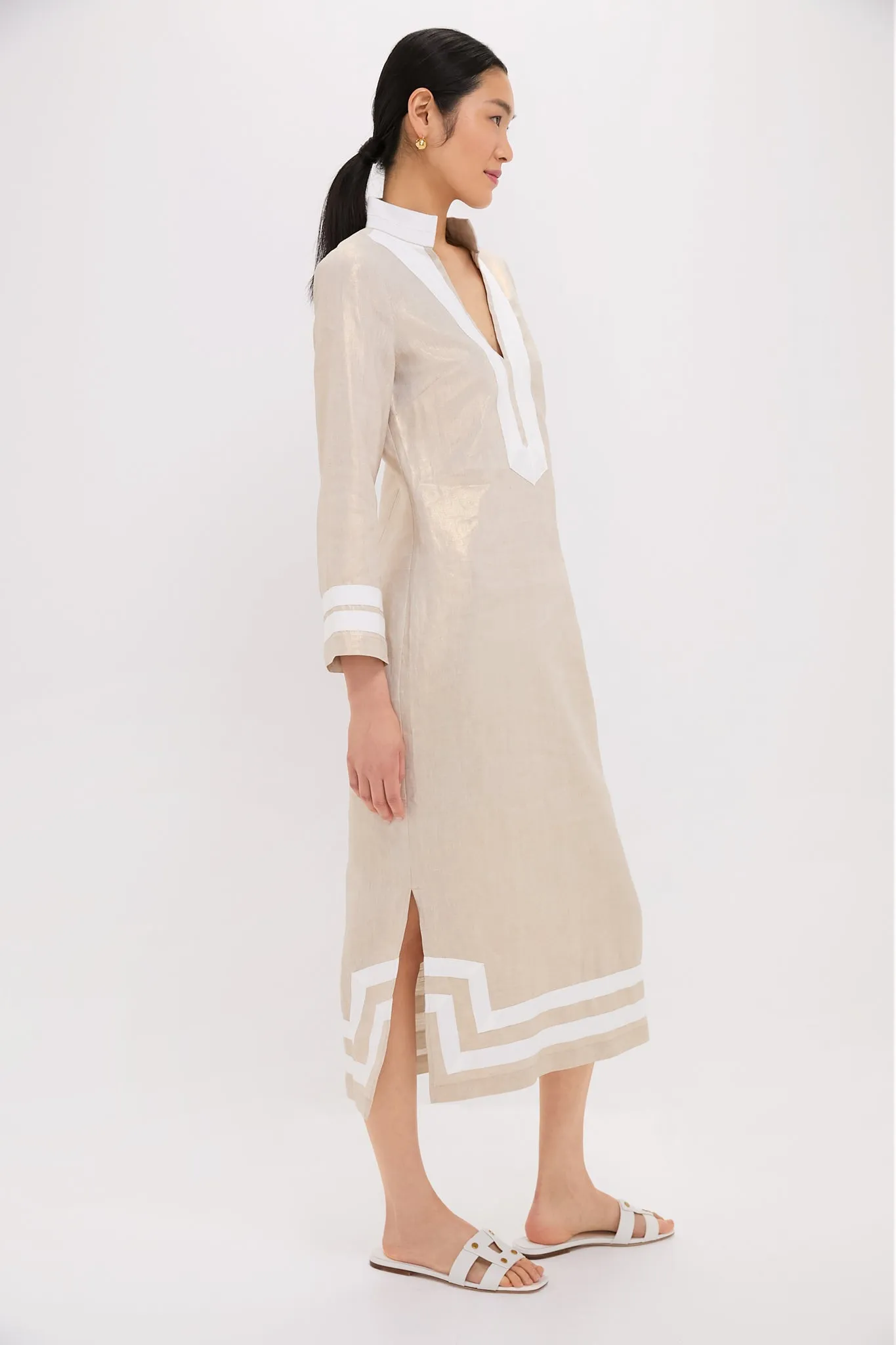 Gold Long Sleeve Classic Maxi Tunic Dress sold by Tuckernuck product image thumbnail 3