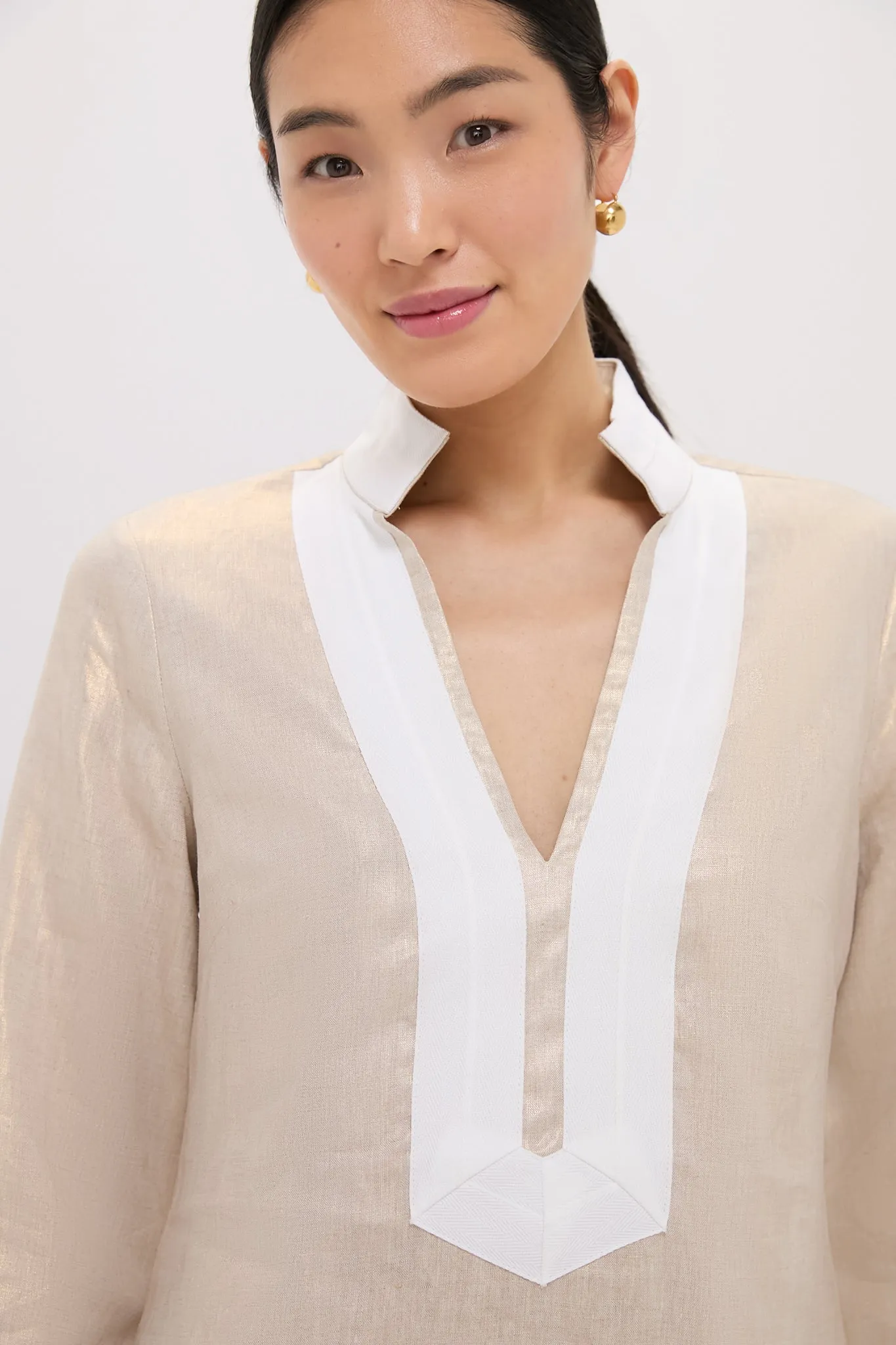 Gold Long Sleeve Classic Maxi Tunic Dress sold by Tuckernuck product image thumbnail 5