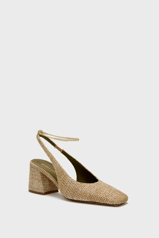 Natural Raffia Ilaria Slingback Heels sold by Tuckernuck