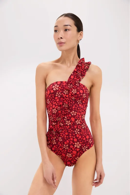 Coral Capri Maillot sold by Tuckernuck