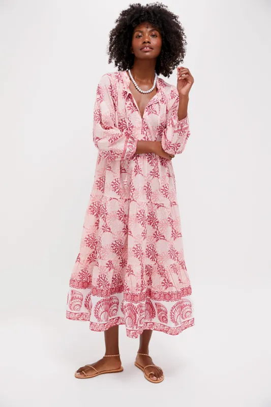 Dusty Rose Nautilus Shell Long Sleeve Salty Paloma Caftan sold by Tuckernuck