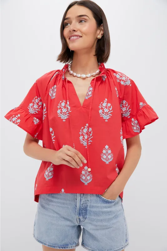 Scarlet Bouquet Blockprint Cassis Top sold by Tuckernuck