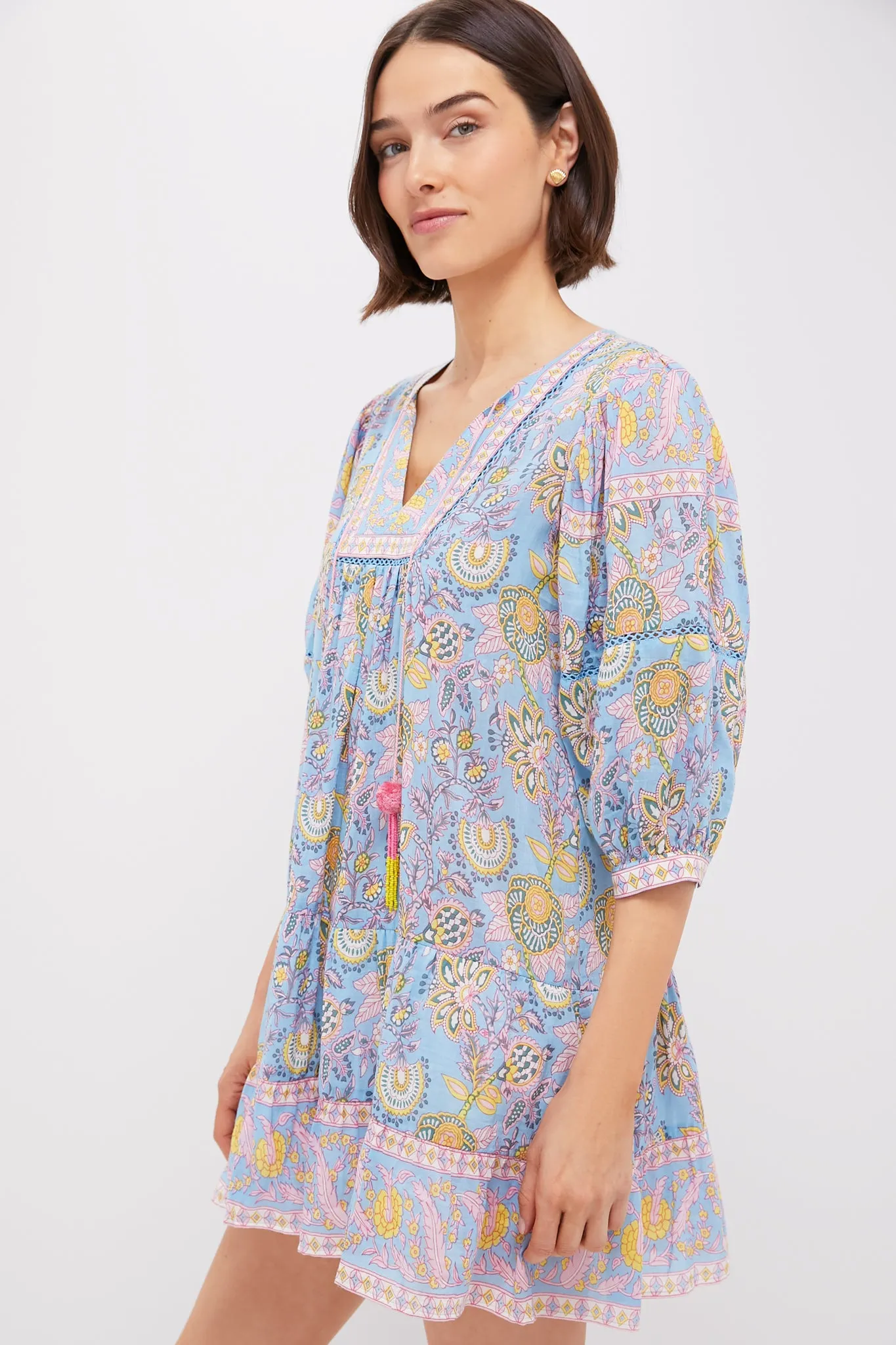 Blue Yellow Printed Zoe Mini Dress sold by Tuckernuck product image thumbnail 3