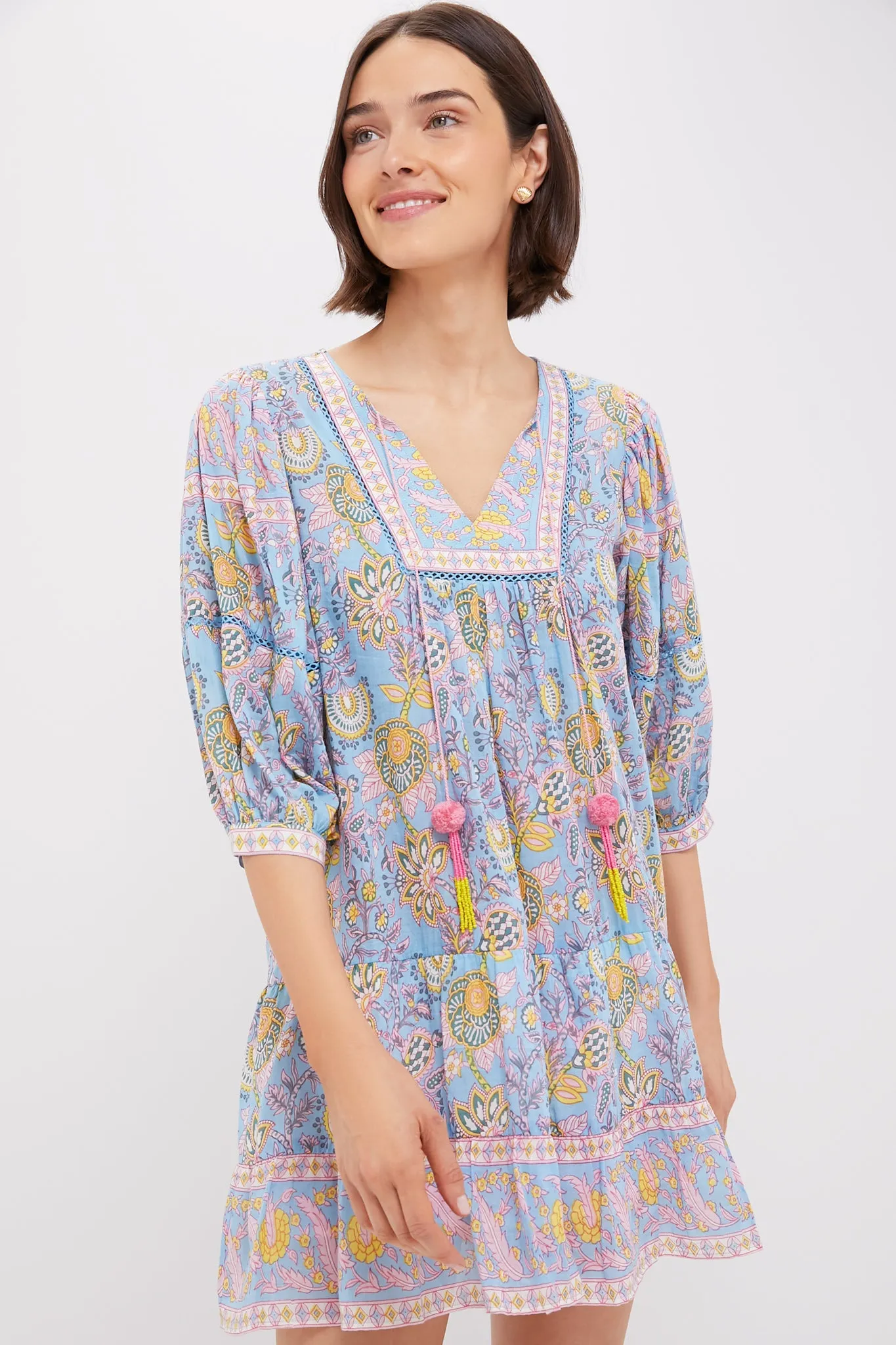 Blue Yellow Printed Zoe Mini Dress sold by Tuckernuck