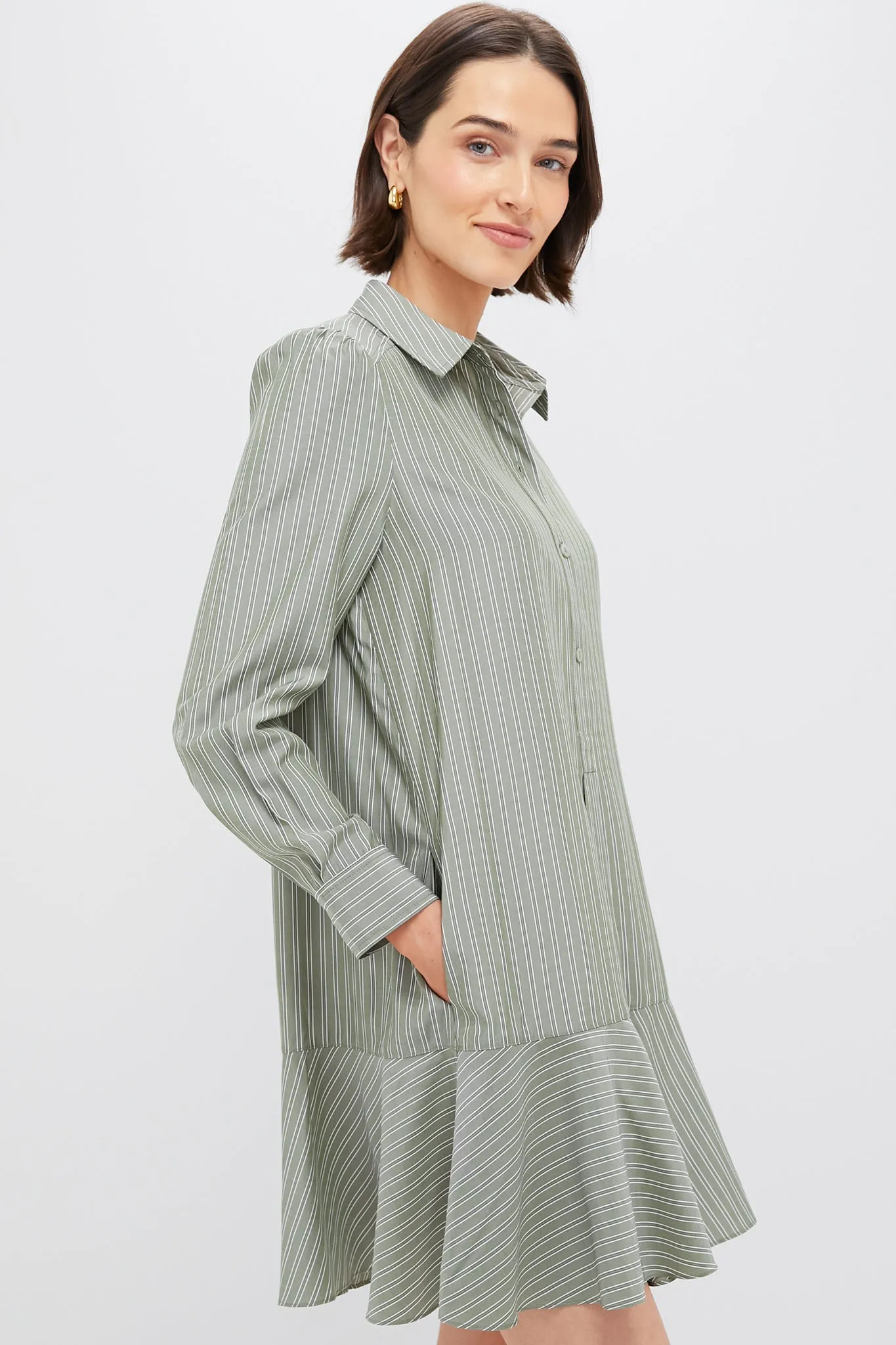 Green Stripe Callahan Shirt Dress sold by Tuckernuck product image thumbnail 3