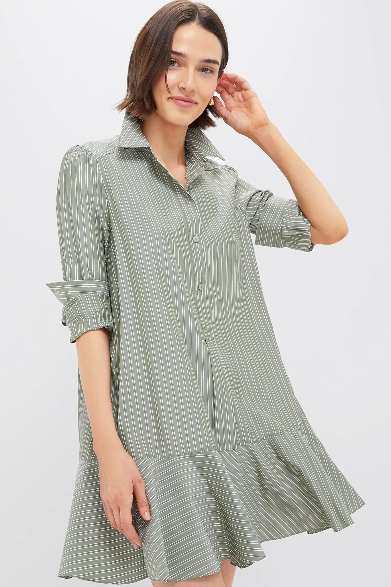 Green Stripe Callahan Shirt Dress sold by Tuckernuck