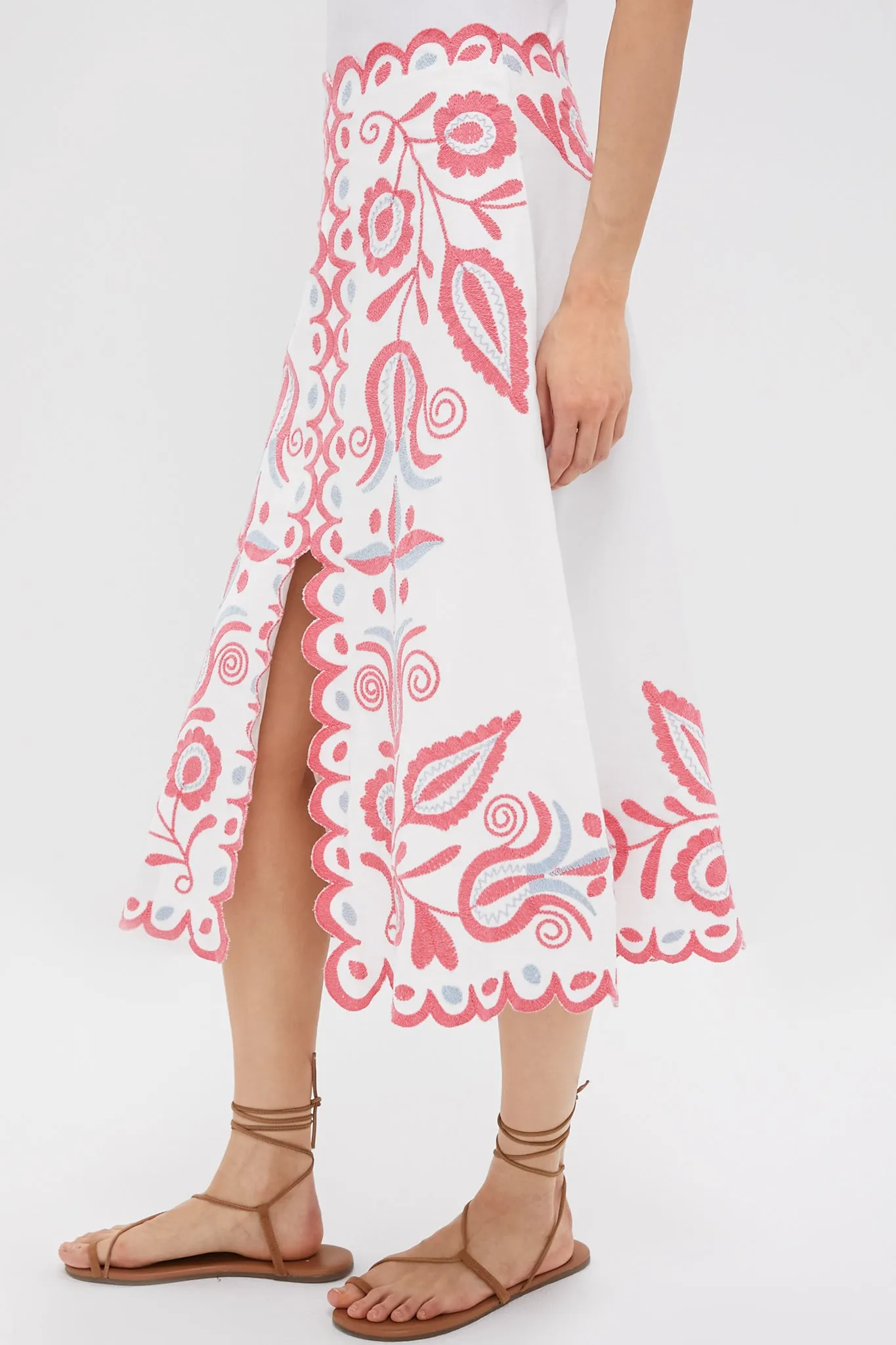 Multi Eevi Embroidered Twill Midi Skirt sold by Tuckernuck product image thumbnail 3