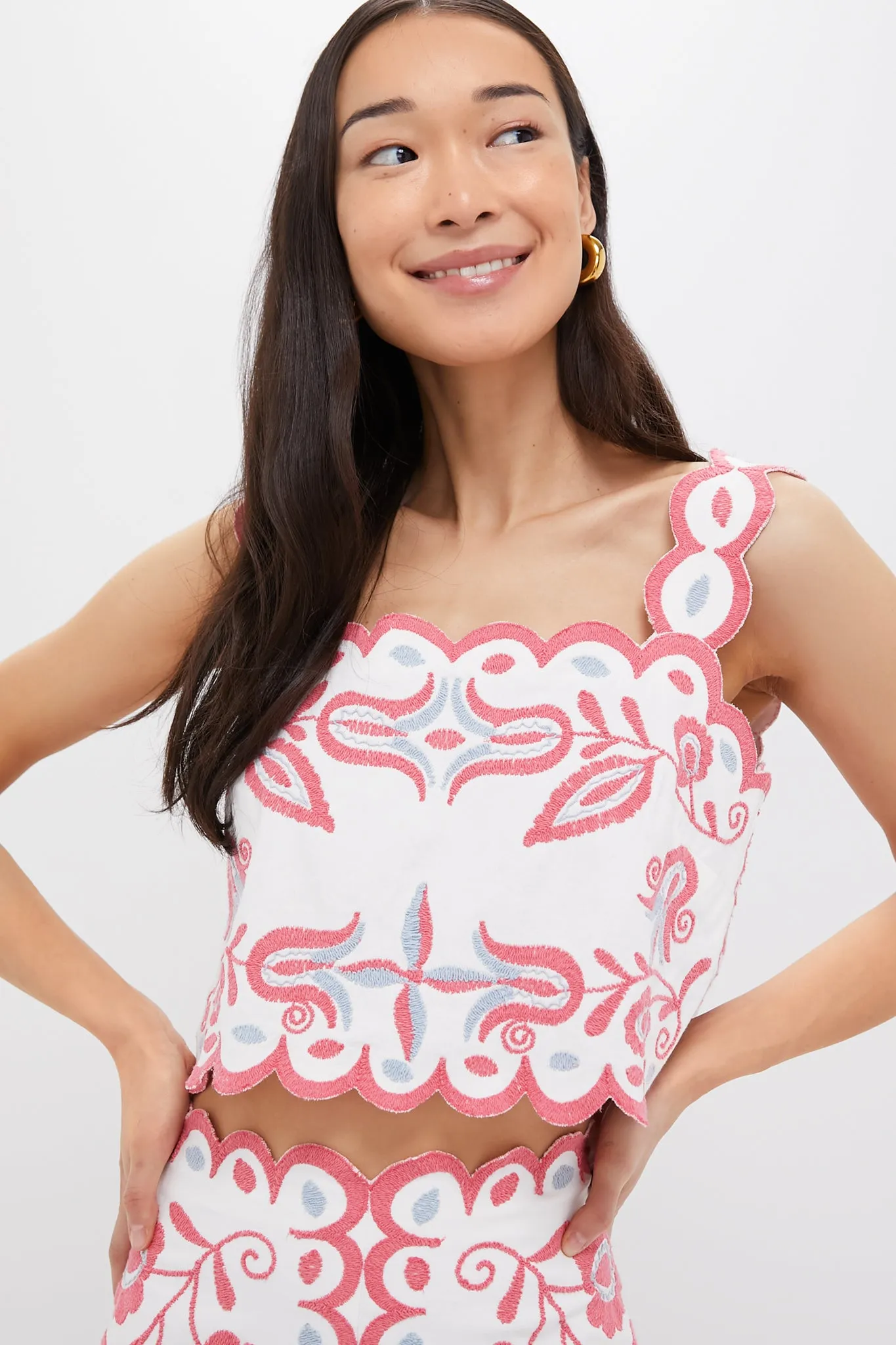 Multi Eevi Embroidered Twill Tank Top sold by Tuckernuck