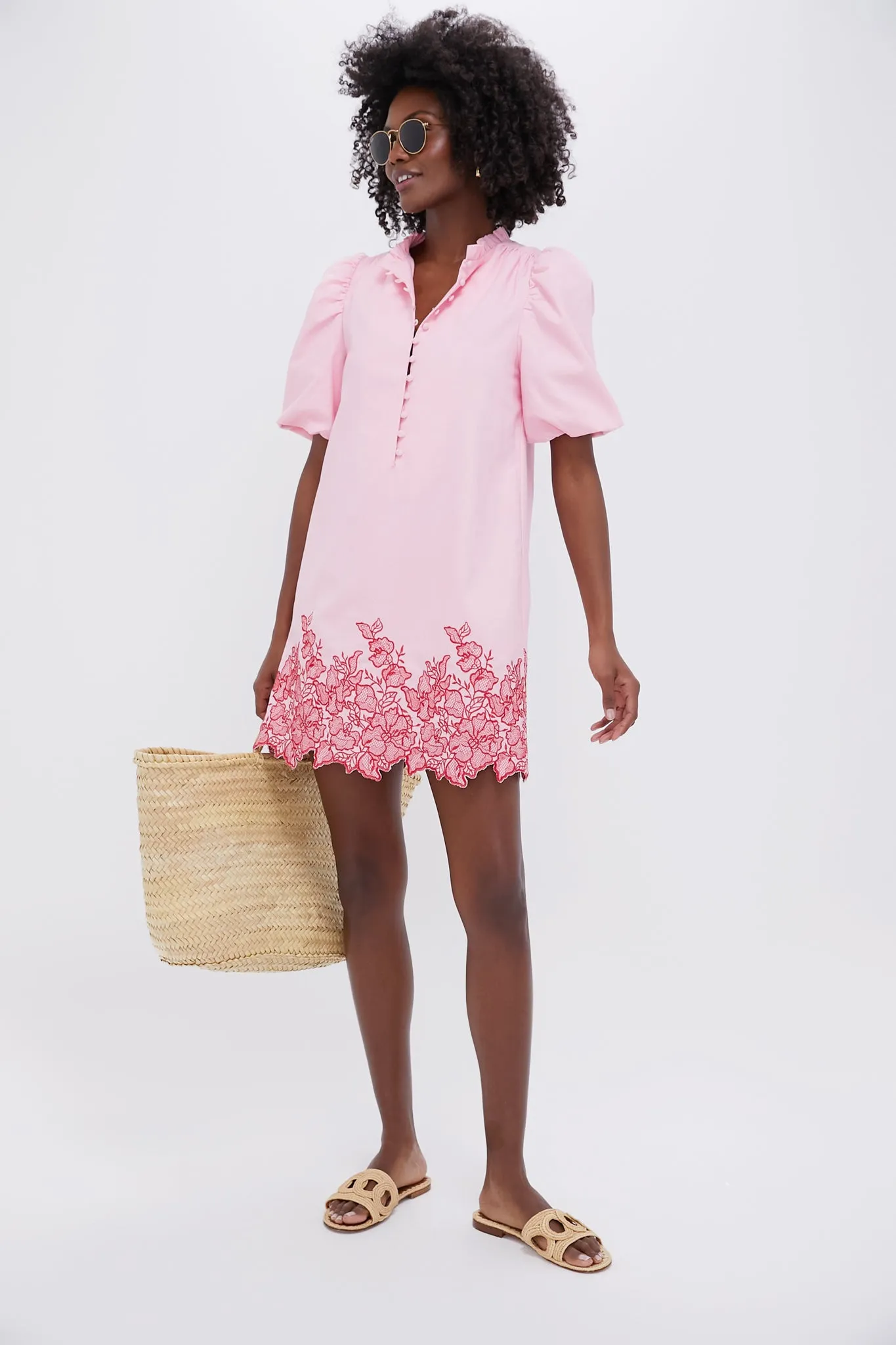 Pink & Red Embroidered Mimi Mini Dress sold by Tuckernuck product image thumbnail 3