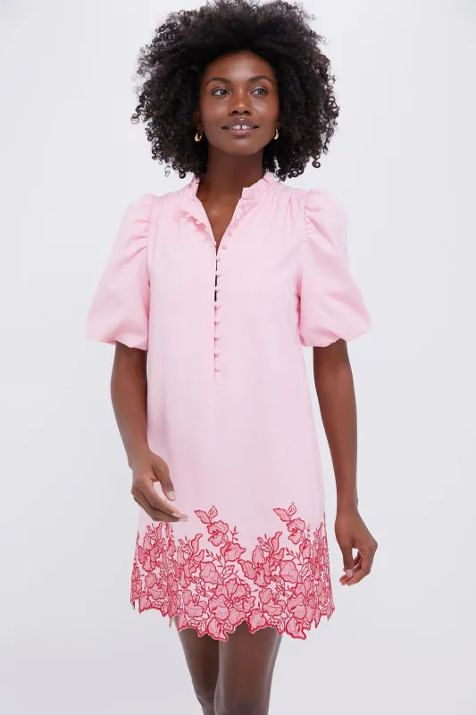Pink & Red Embroidered Mimi Mini Dress sold by Tuckernuck