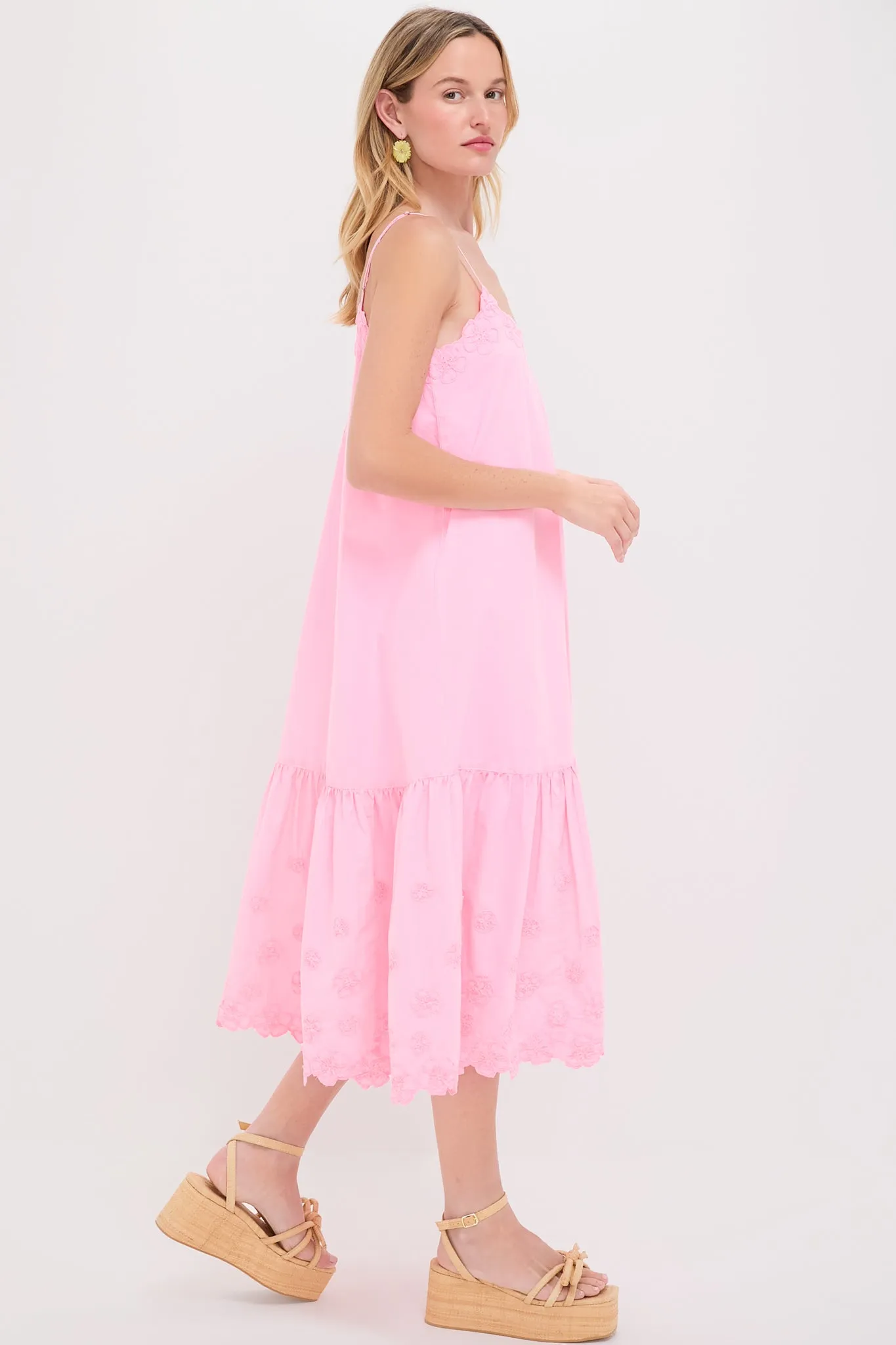 Pink Grapefruit Poplin V-Neck Midi Dress sold by Tuckernuck product image thumbnail 3