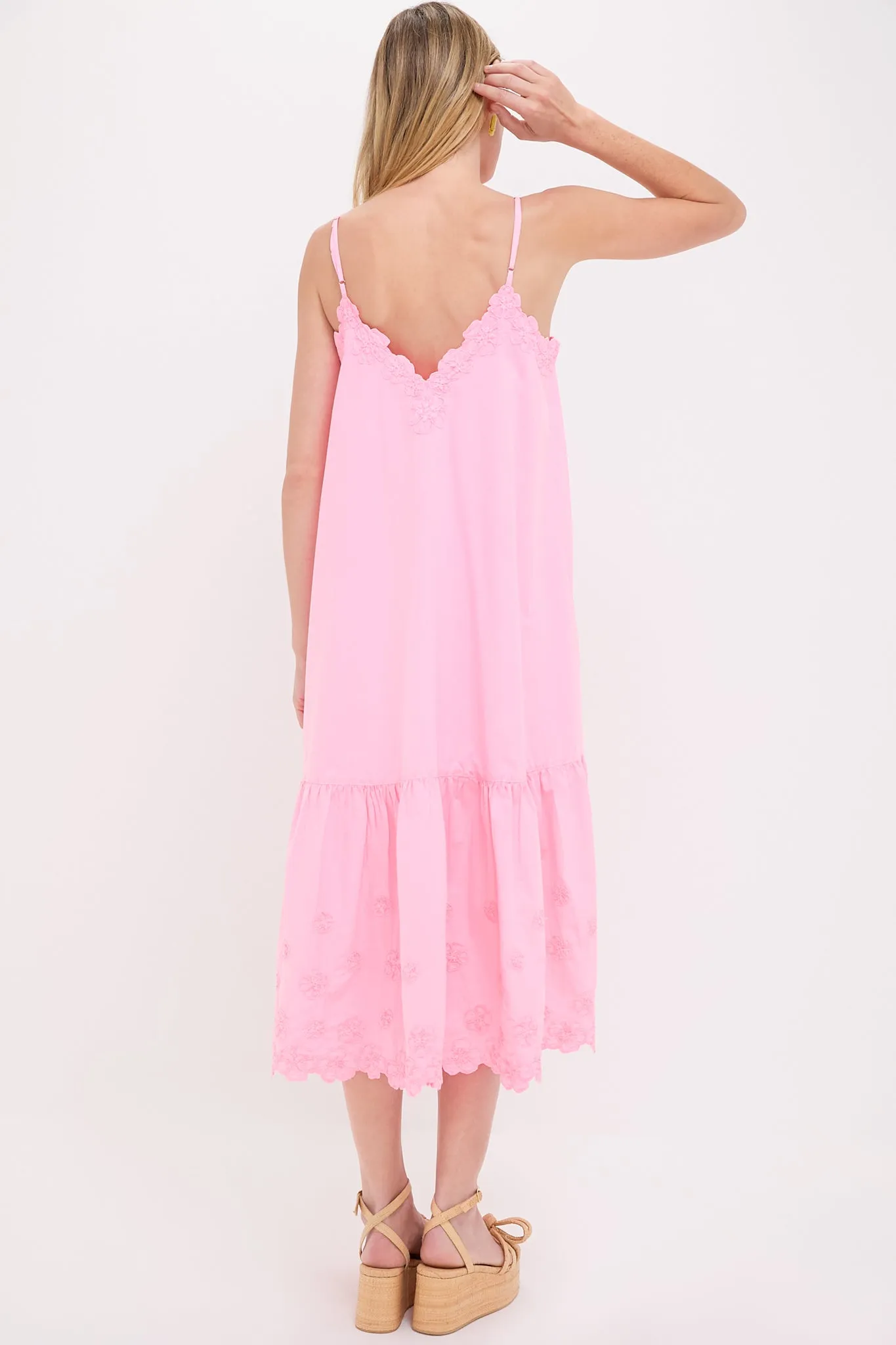Pink Grapefruit Poplin V-Neck Midi Dress sold by Tuckernuck product image thumbnail 4