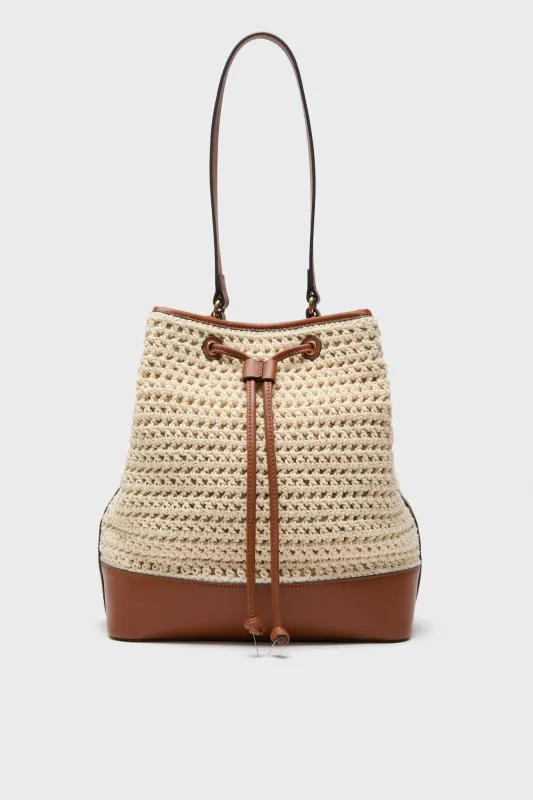 Cream Crochet Dakota Bucket Bag sold by Tuckernuck