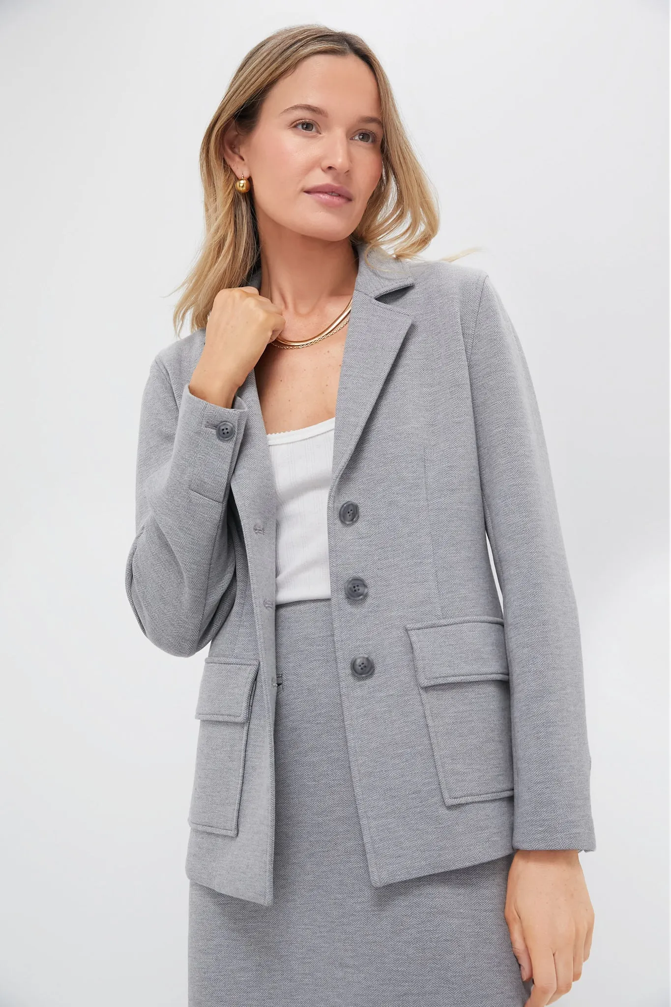 Gray Herringbone Jeanne Travel Blazer sold by Tuckernuck product image thumbnail 2