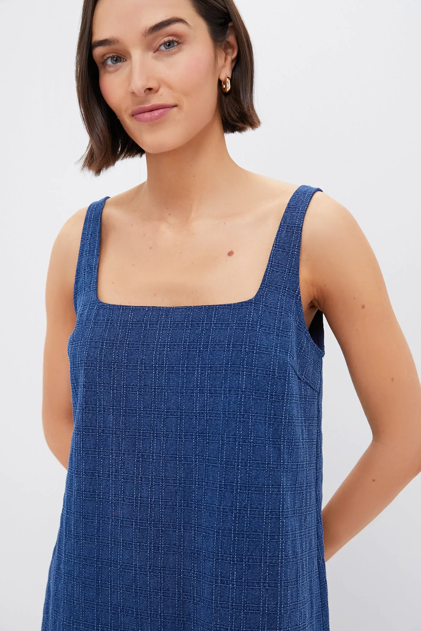 Textured Windowpane Denim Cassie Dress sold by Tuckernuck product image thumbnail 5