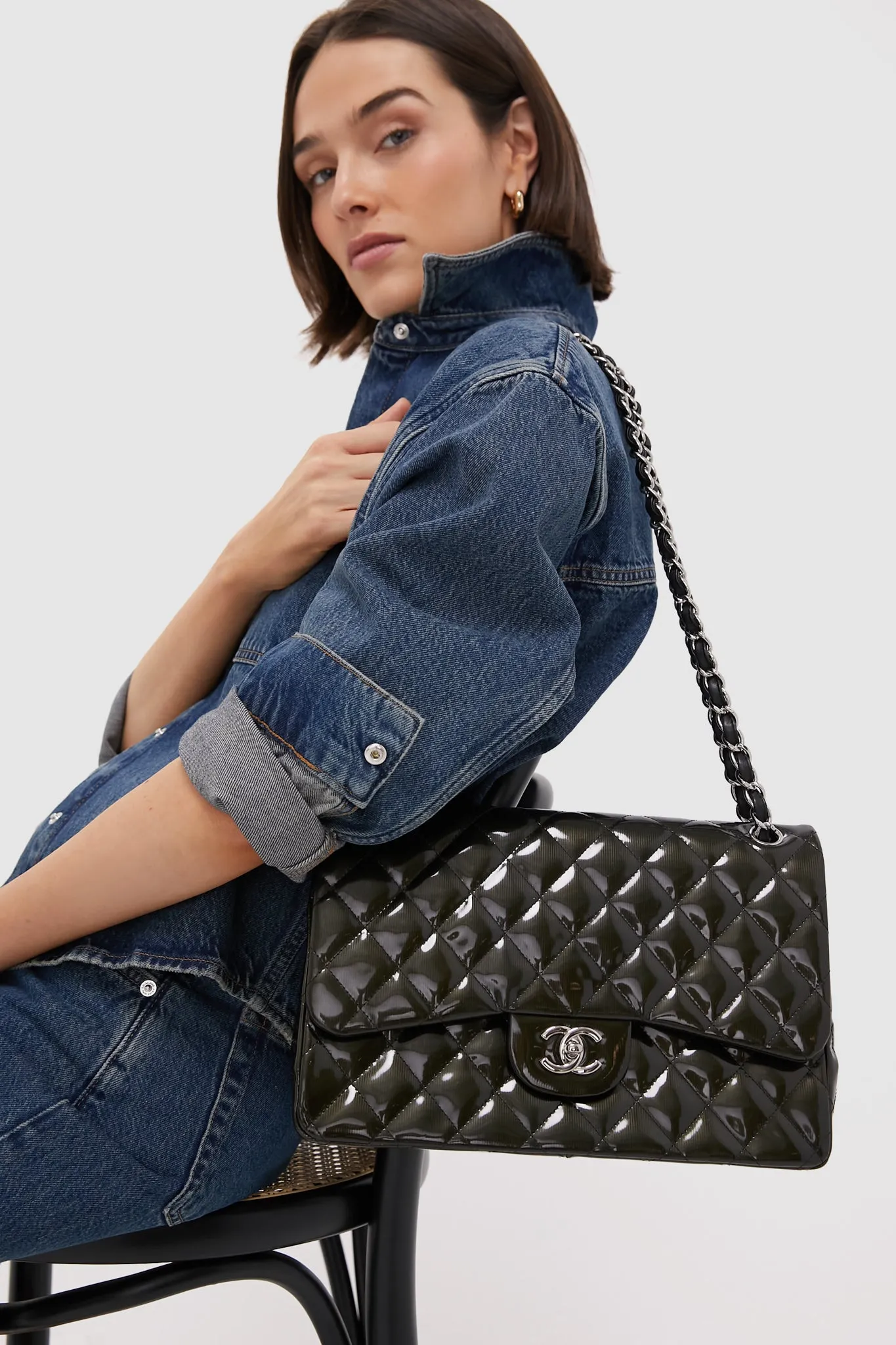 CHANEL Olive Patent Leather Matelasse Coco Mark Shoulder Bag sold by Tuckernuck product image thumbnail 2