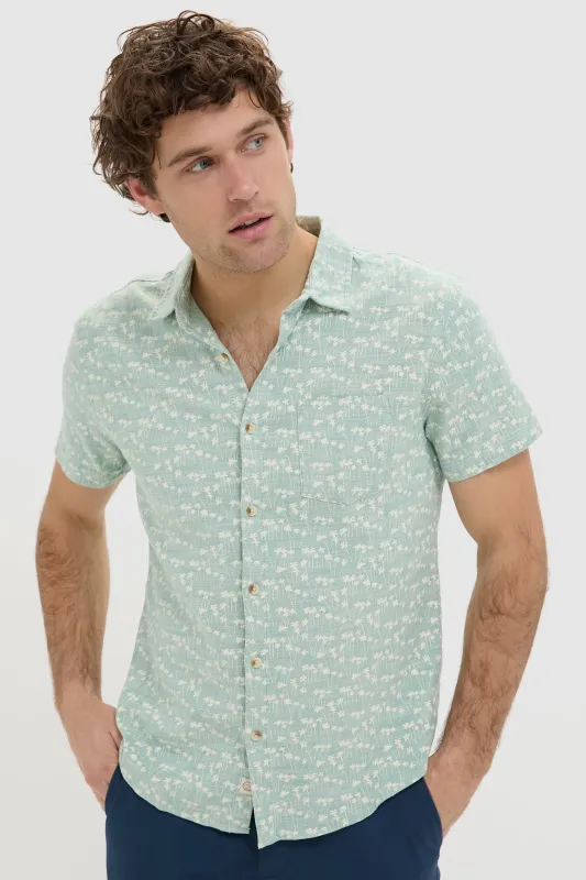 Green Palm Classic Stretch Selvage Shirt sold by Tuckernuck