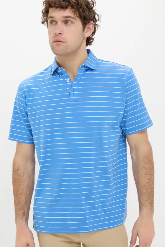 Blue Poppy Crown Comfort Ross Stripe Polo sold by Tuckernuck