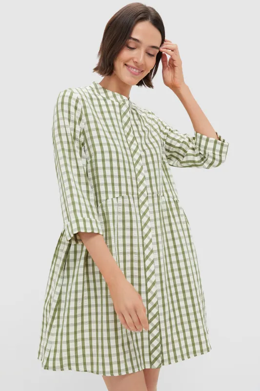 Sage Seersucker Gingham Royal Shirt Dress sold by Tuckernuck