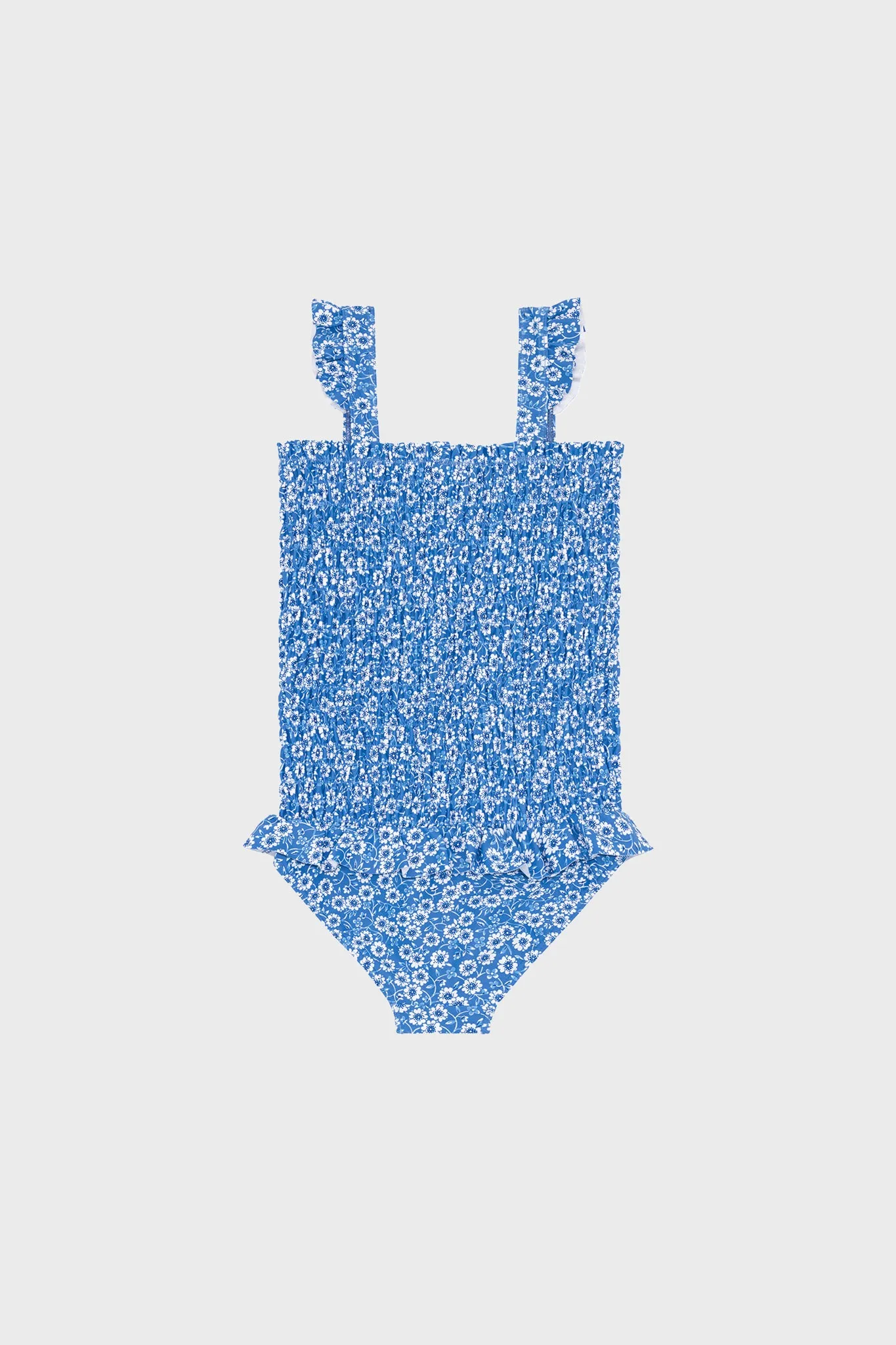 Blue Floral Smocked One Piece with Ruffle Skirt sold by Tuckernuck product image thumbnail 2