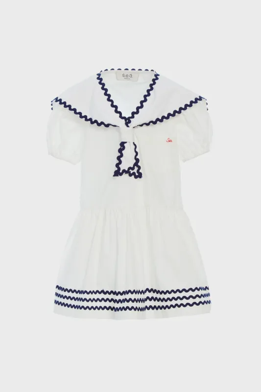 White Nancy Nautical Short Sleeve Dress sold by Tuckernuck