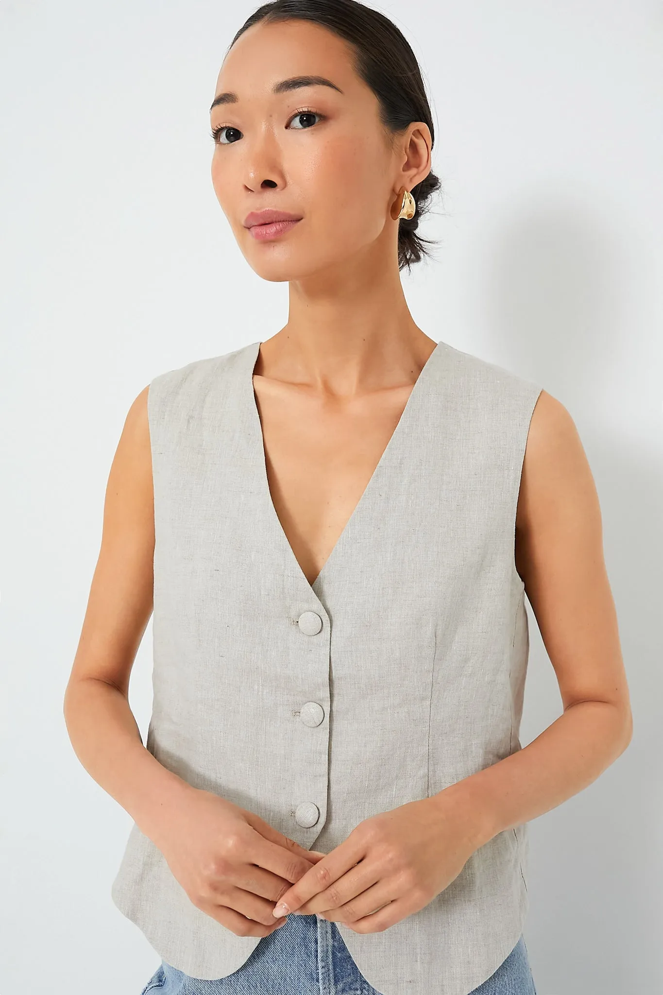 Natural Linen Swing Freya Vest sold by Tuckernuck
