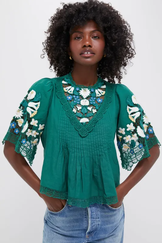 Exclusive Green Katharine Short Sleeve Top sold by Tuckernuck