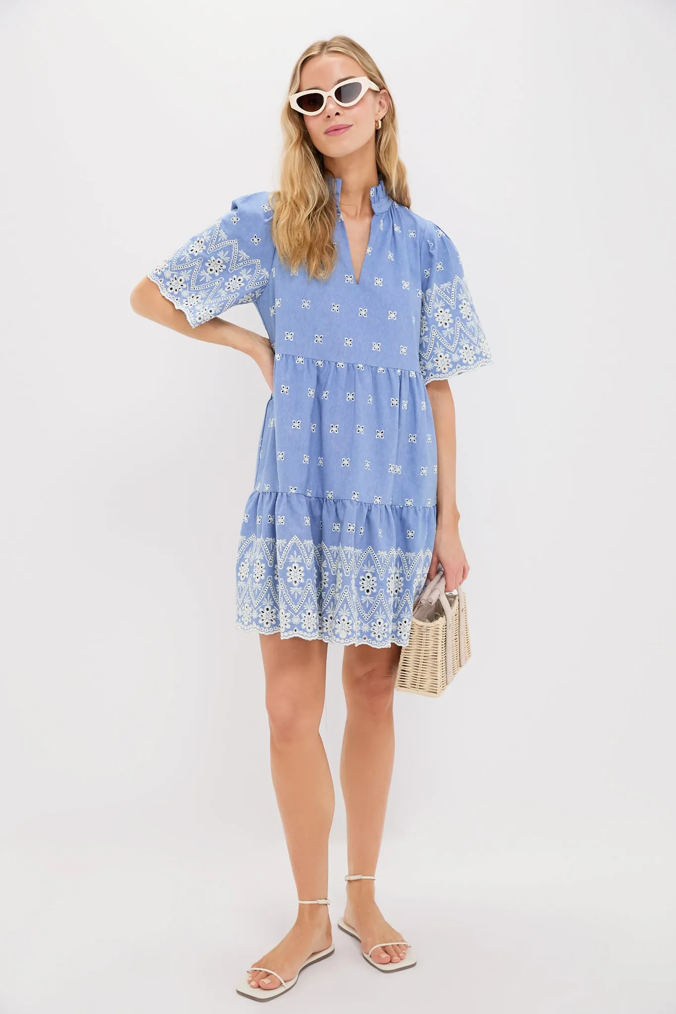 Chambray Embroidered Crawford Dress sold by Tuckernuck product image thumbnail 3