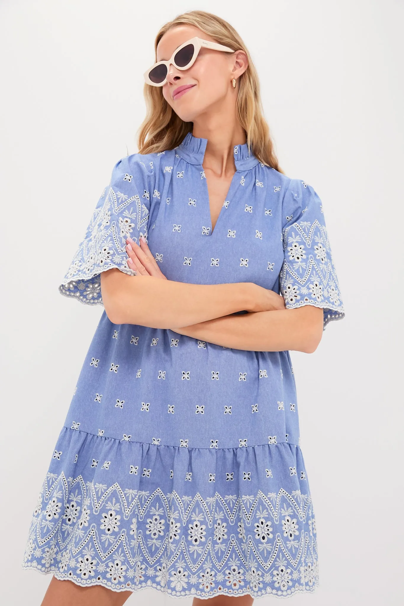 Chambray Embroidered Crawford Dress sold by Tuckernuck