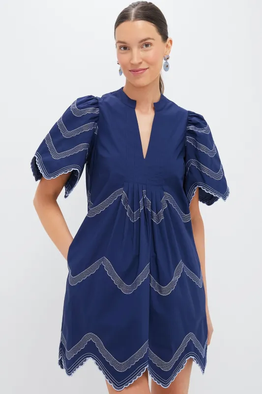 Navy Embroidered Weston Mini Dress sold by Tuckernuck