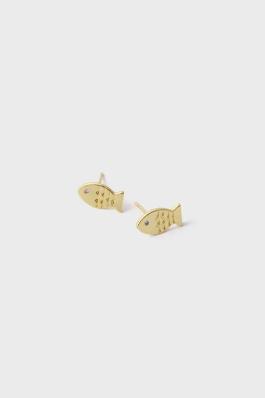 Gold Mini Fish Studs sold by Tuckernuck