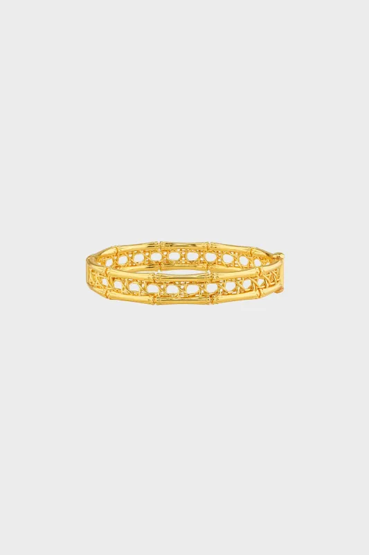 Gold Veranda Caning Hinged Bangle sold by Tuckernuck