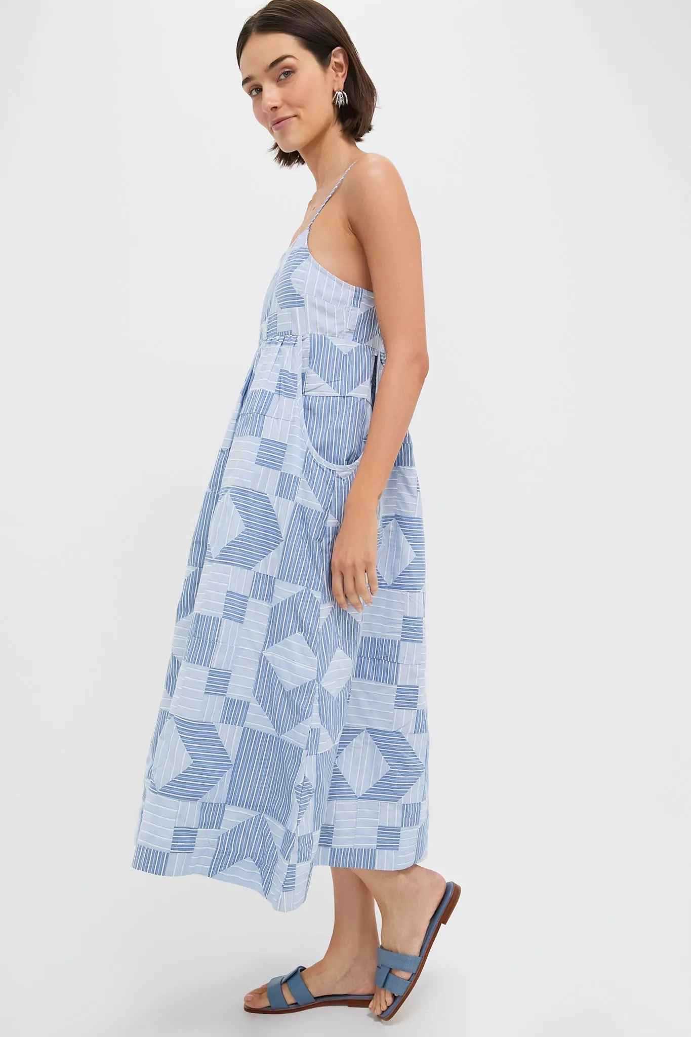 Blue Helmi Striped Shirting Midi Dress sold by Tuckernuck product image thumbnail 3
