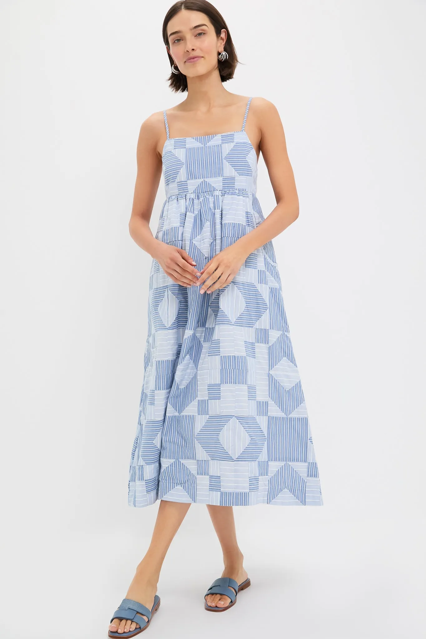 Blue Helmi Striped Shirting Midi Dress sold by Tuckernuck