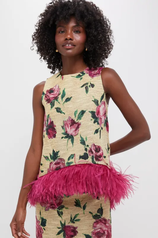 Roses La Scala Top with Feathers sold by Tuckernuck