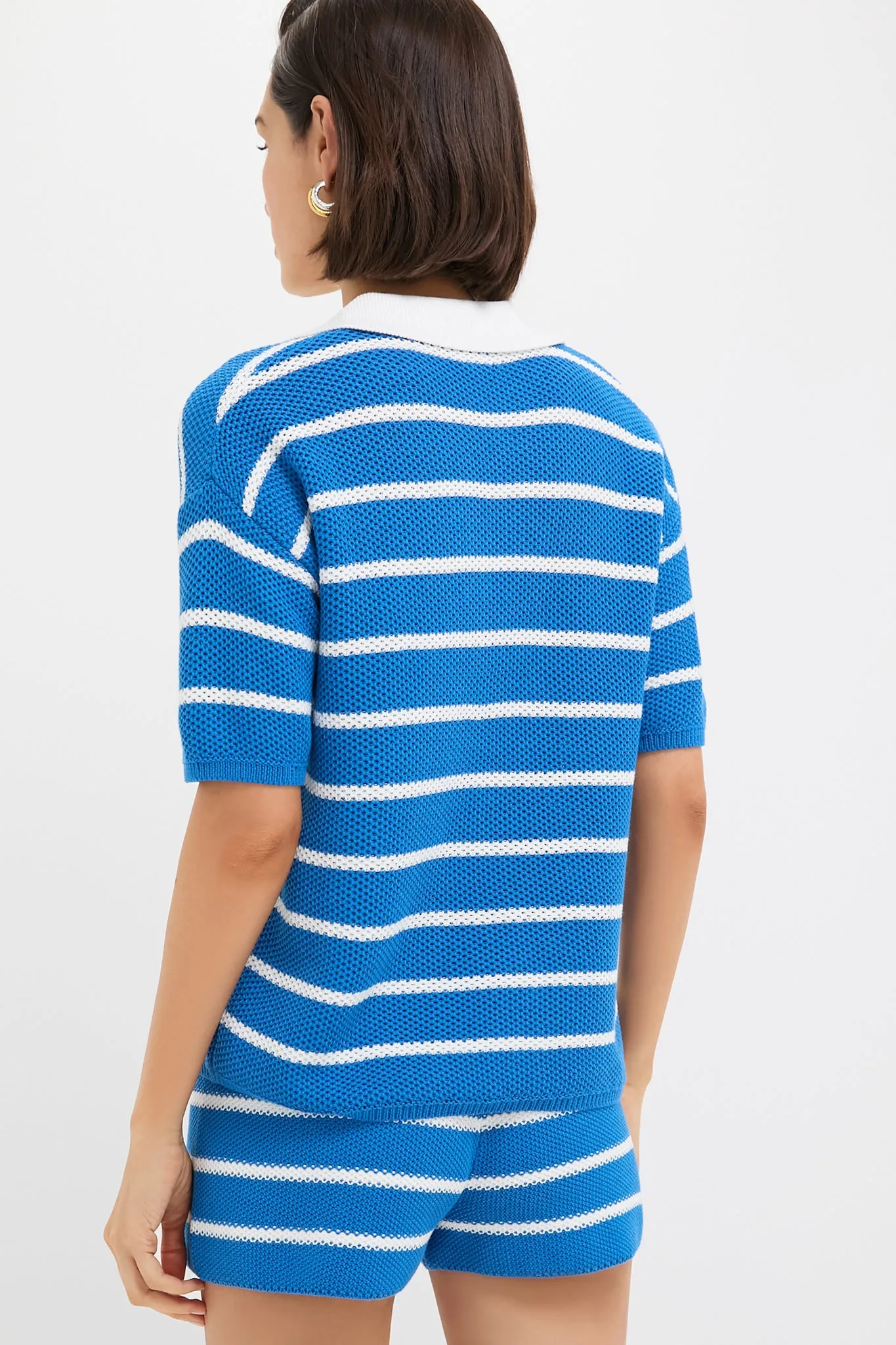Royal Blue and White Fjord Knit Polo sold by Tuckernuck product image thumbnail 4