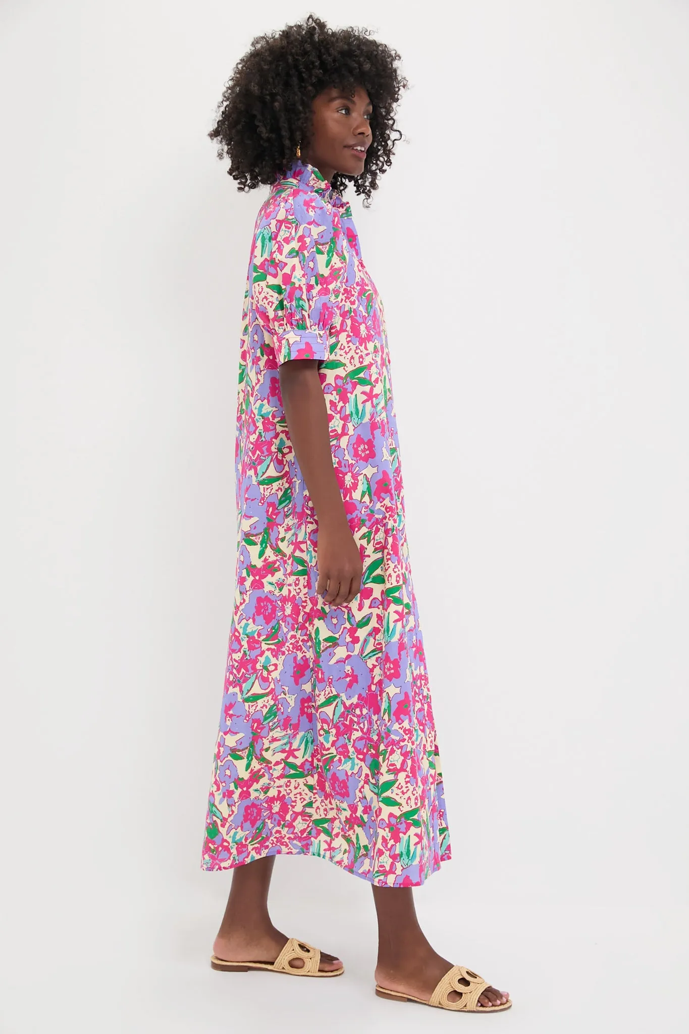 Magenta Multi Floral Ruffle Collar Louisa Maxi Dress sold by Tuckernuck product image thumbnail 4