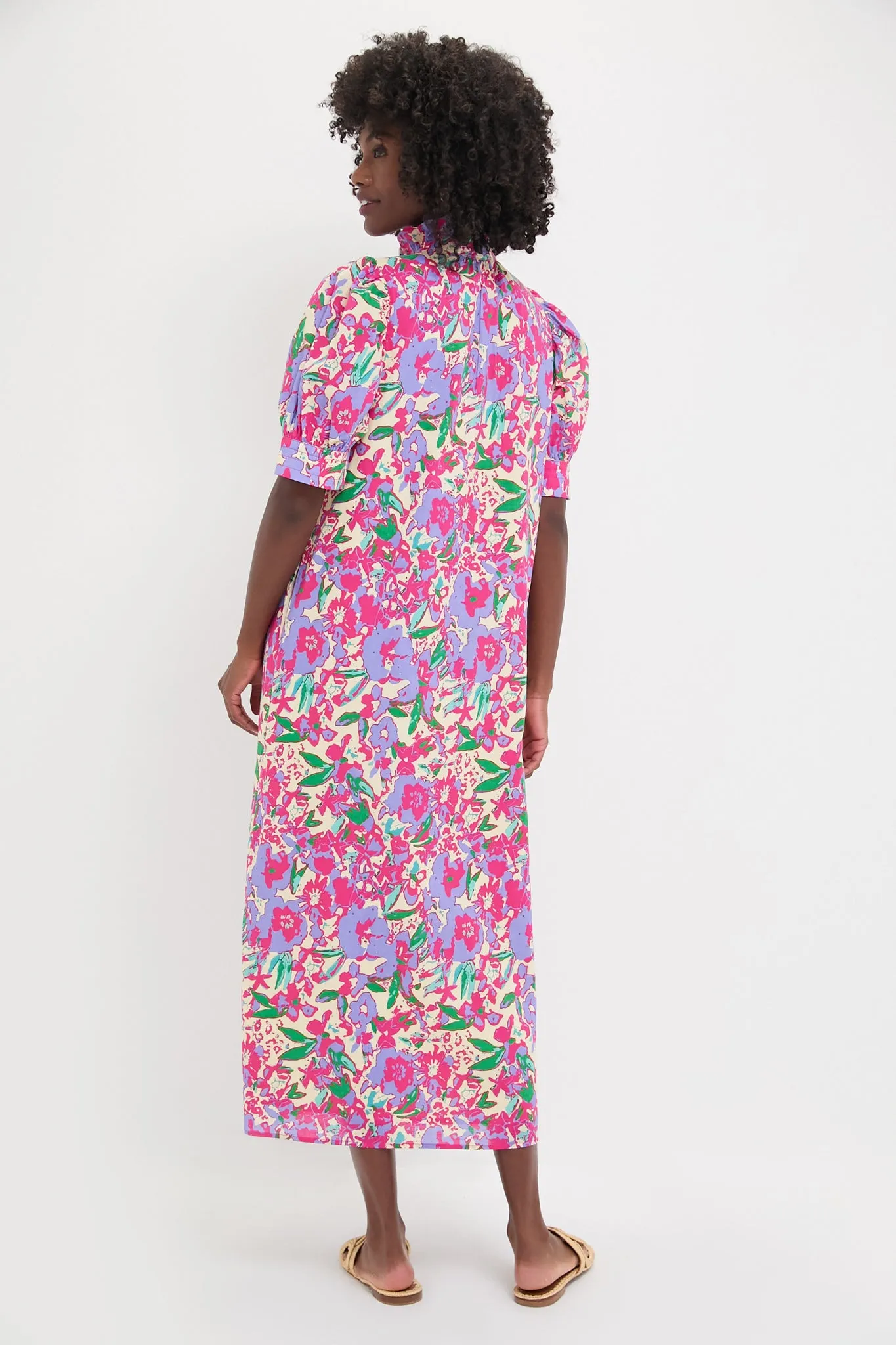 Magenta Multi Floral Ruffle Collar Louisa Maxi Dress sold by Tuckernuck product image thumbnail 5