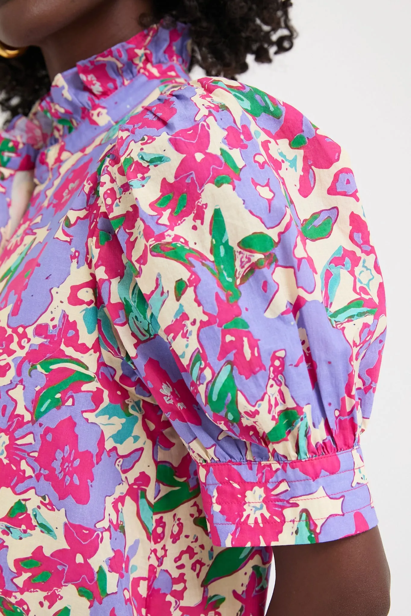 Magenta Multi Floral Ruffle Collar Louisa Maxi Dress sold by Tuckernuck product image thumbnail 2