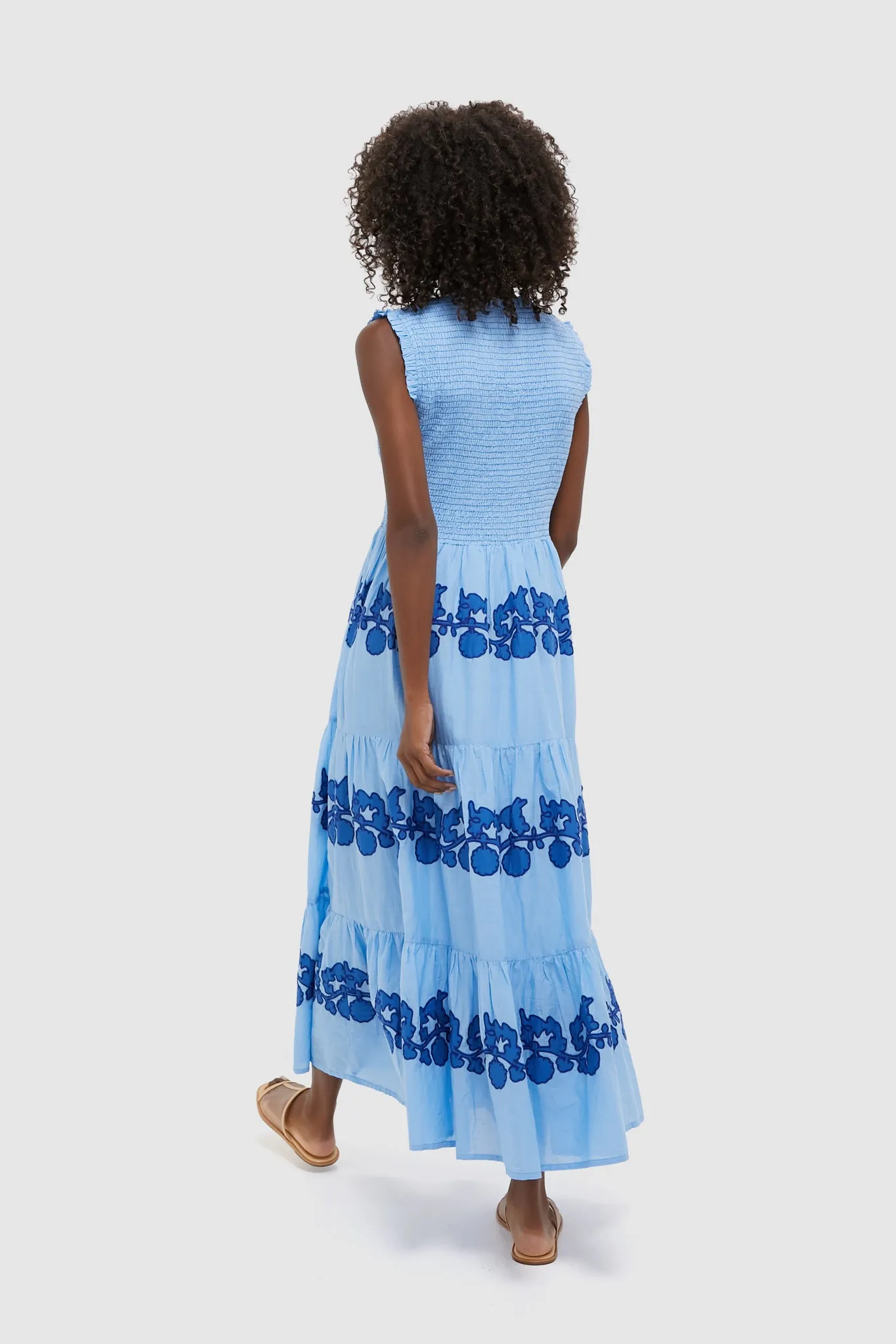 Exclusive Tangier Blue Sleeveless Smocked Maxi Dress sold by Tuckernuck product image thumbnail 4