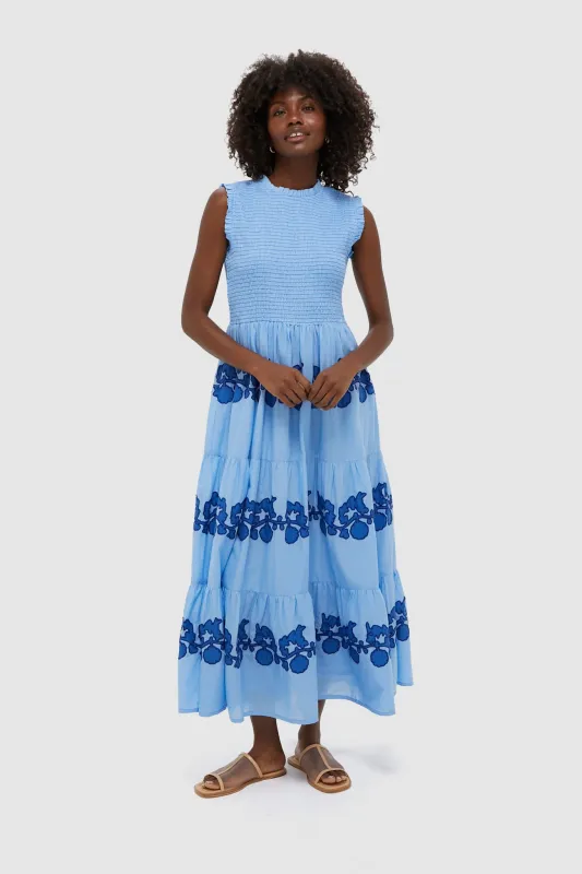 Exclusive Tangier Blue Sleeveless Smocked Maxi Dress sold by Tuckernuck